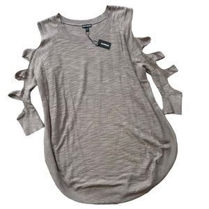 Express Sweater Women’s Size Medium NWT Brown Cutout Sleeves